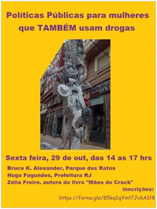 Cartaz sobre políticas públicas para mulheres que usam drogas